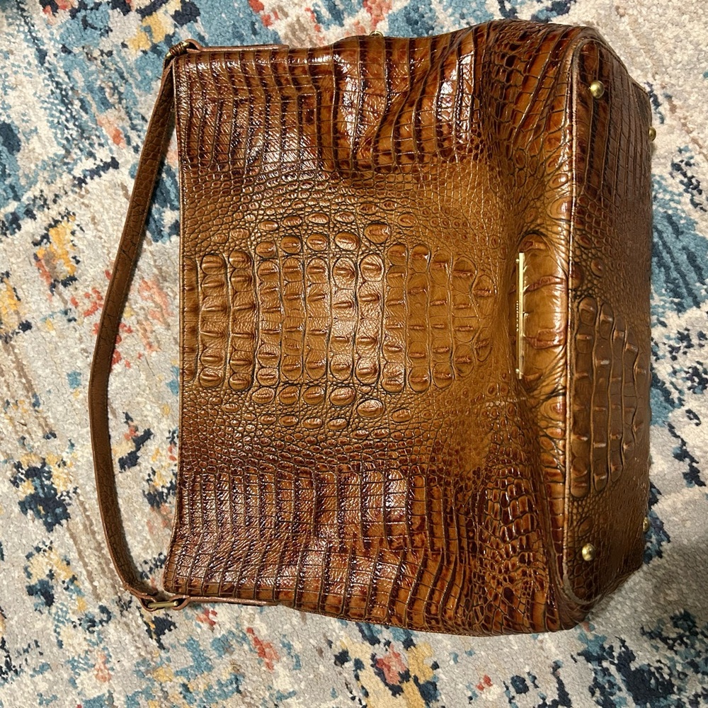 Brahmin Brown Crocodile-Embossed Shoulder Bag